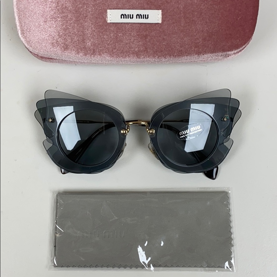 Miu Miu Gorgeous Gray Goldbutterfly Sunglasses New